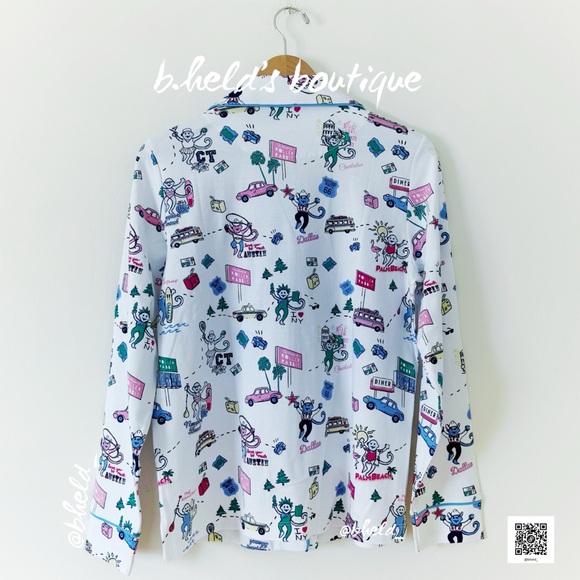 Roller Rabbit Party In The USA Long Sleeve Polo Pajamas in White Size S NWT - Picture 9 of 17